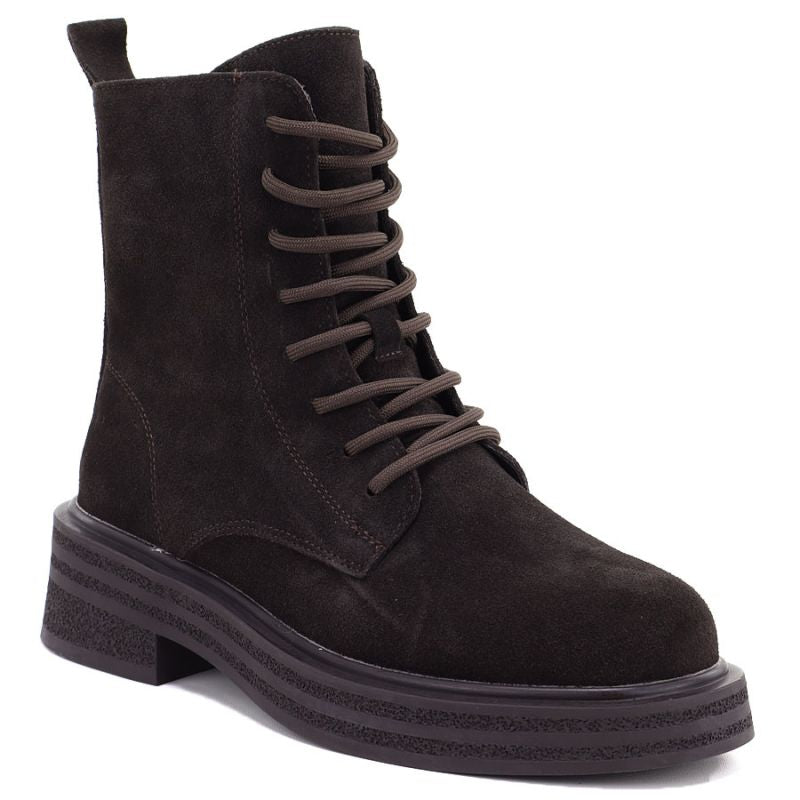 Women's leather ankle boots, suede, chocolate, Sergio Leone TR-02
