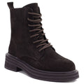 Women's leather ankle boots, suede, chocolate, Sergio Leone TR-02