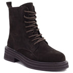 Women's leather ankle boots, suede, chocolate, Sergio Leone TR-02