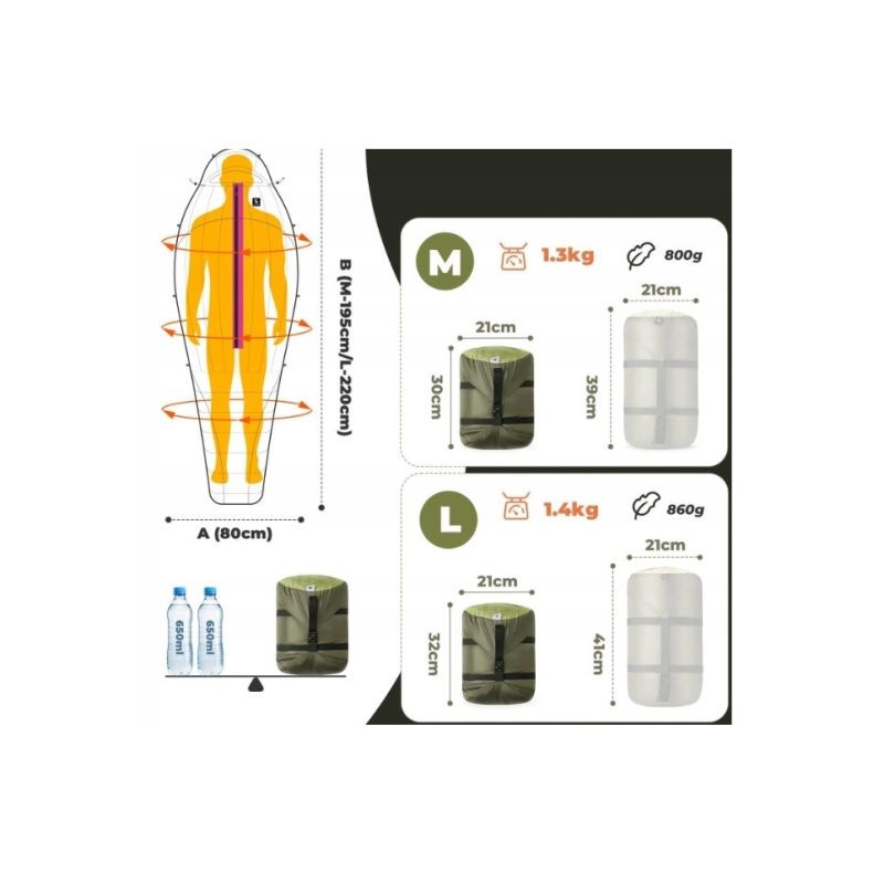 Qunature winter down sleeping bag gold L Qunature/Akcesoria Turystyczne/Śpiwór Your Sports Performance