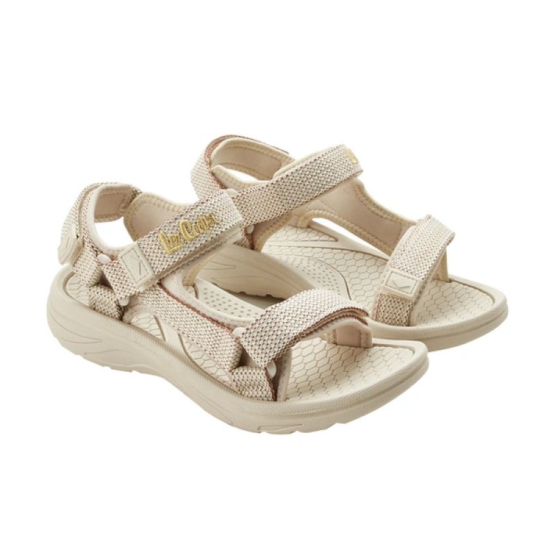 Lee Cooper women's shoes velcro sandals for summer on the beach, light beige cream Lee Cooper