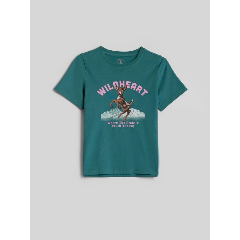 Regular T-shirt with print for girls 4F 4FJKAW26TTSHF4428-46S