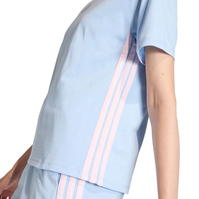 Women's adidas Essentials 3-Stripes Cotton T-shirt, light blue KB7119