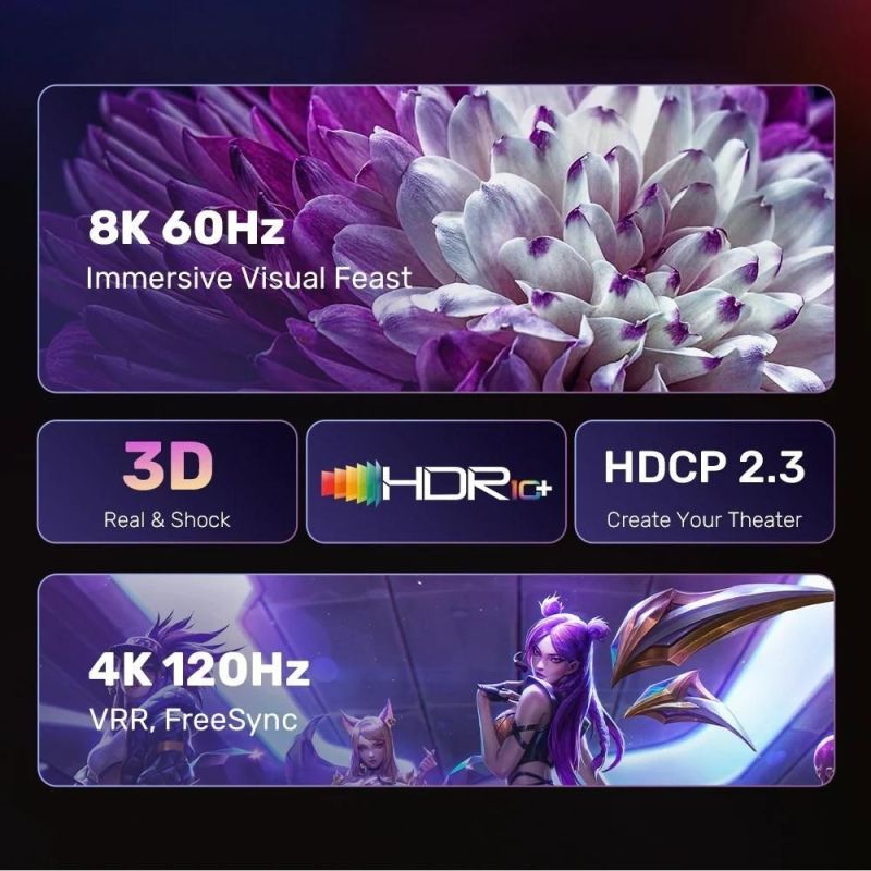 UNITEK DISPLAYPORT CABLE 1.4 TO HDMI 2.1, 8K, 1.8M Kable i adaptery/Kable DisplayPort Your Sports Performance
