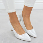 Women's satin silver pumps Sergio Leone 1336 Footwear Your Sports Performance