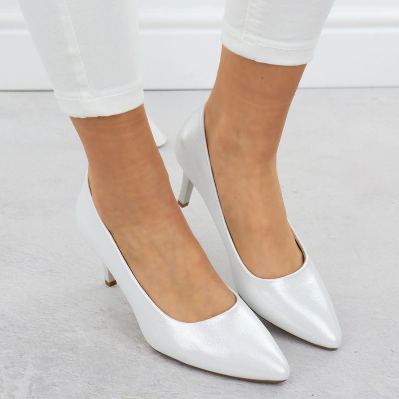 Women's satin silver pumps Sergio Leone 1336 Footwear Your Sports Performance