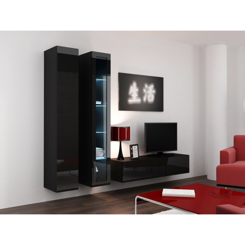 VIGO glass display cabinet '180' 180/40/30 black/black polished Bufety i witryny/Bufety i witryny na drewnianej podstawie Your Sports Performance
