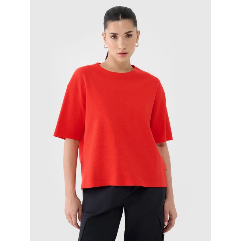 Women's regular waffle knit T-shirt 4F 4FRSS25TTSHF2651-62S 4f