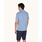 Paul&Shark Men's Cotton Button-Up Polo Shirt, Steel Blue 25411205-991