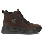 Women's leather suede ankle boots on a dark brown platform Filippo DBT4215