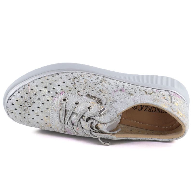Women's leather openwork wedge shoes, gray Vinceza 79603 To be categorized Your Sports Performance