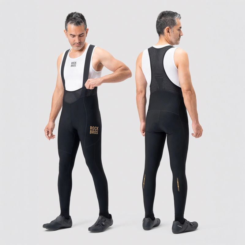 Rockbros YDCK012-1 Long Fleece Bib Tights with Pad Size S - Black Rockbros