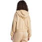 Women's Essentials 3-Stripes French Terry Hoodie Quarter Zip Beige JX7676 In preparation Your Sports Performance