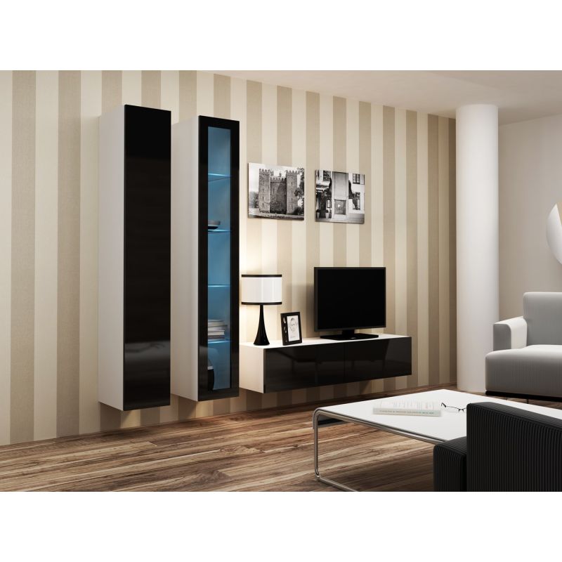 VIGO glass display cabinet '180' 180/40/30 white/black Bufety i witryny/Bufety i witryny na drewnianej podstawie Your Sports Performance