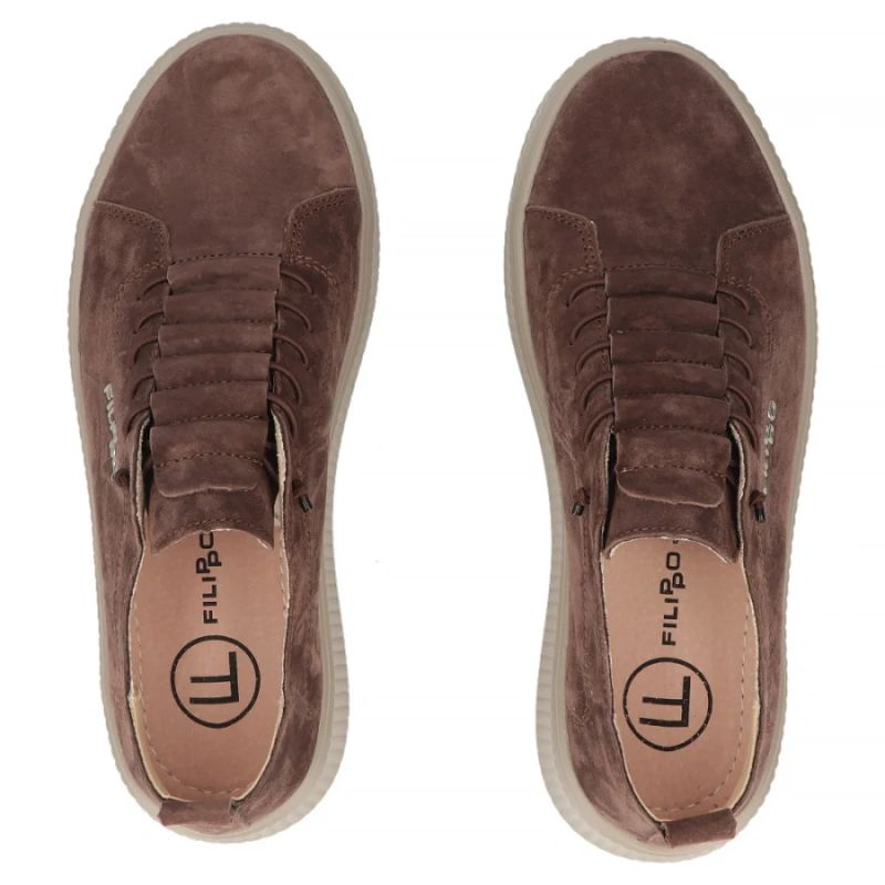 Women's leather suede sneakers brown Filippo DP8343