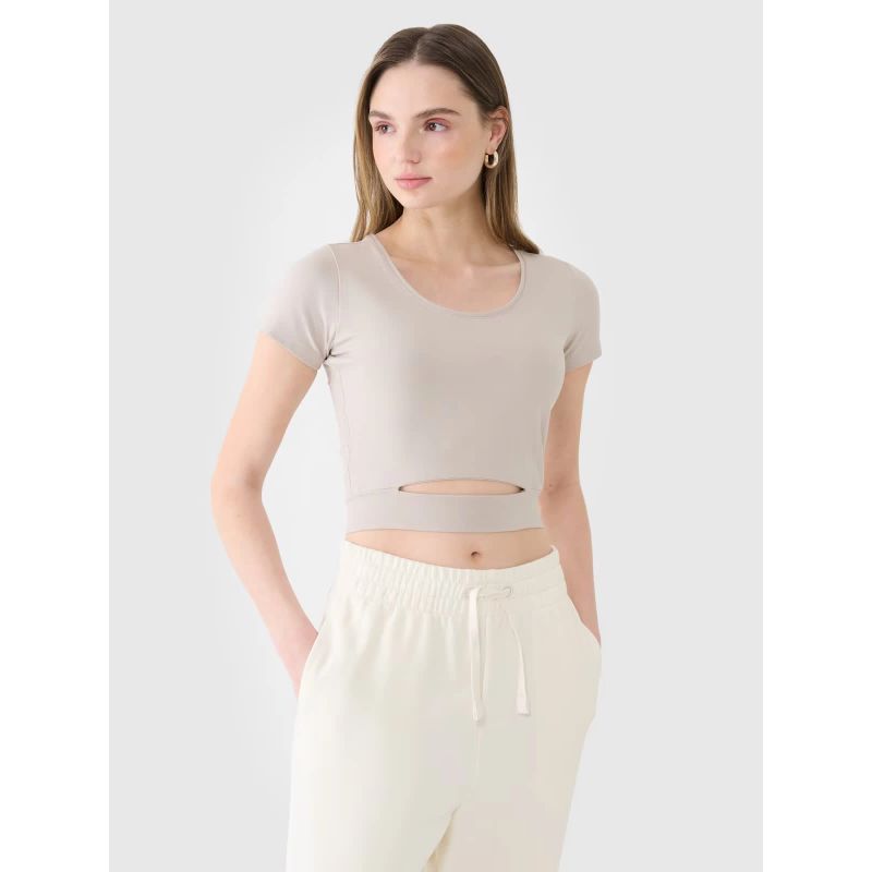 Women's crop top plain t-shirt 4F 4FRSS25TTSHF2695-83S *Kategoria tymczasowa Your Sports Performance