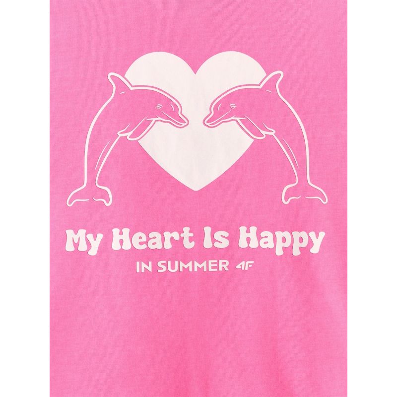Loose T-shirt with a girl's print 4F 4FJRSS26TTSHF3908-54N