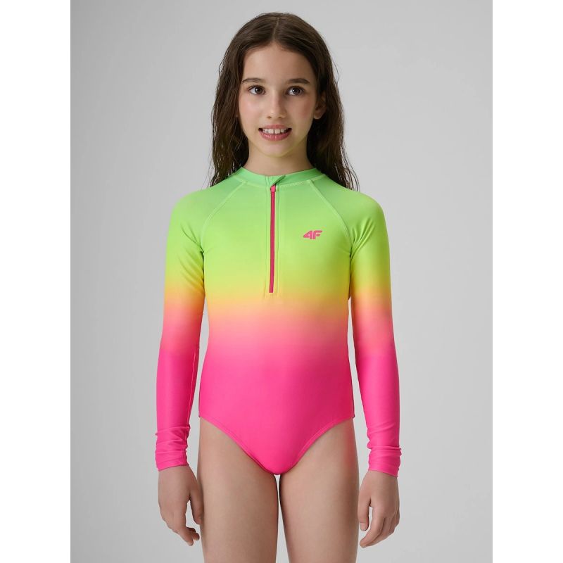 Girls' one-piece swimsuit with UPF50+ filter 4F 4FJRSS26USWSF144-91A