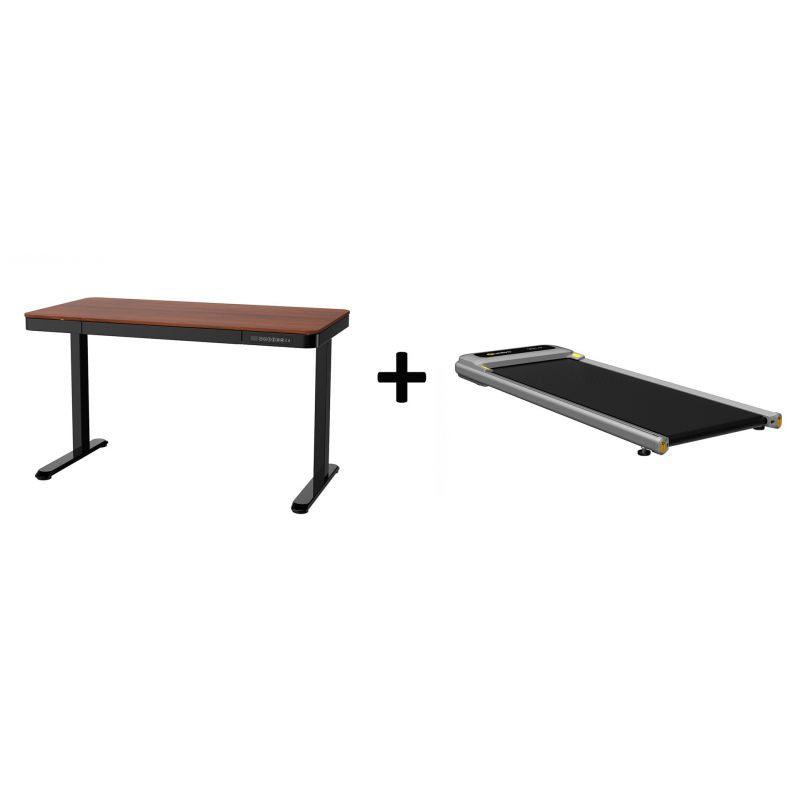 Urevo U1 Smart Walkingpad Treadmill + TUCKANO Electrically Adjustable Desk Black/Walnut In preparation Your Sports Performance