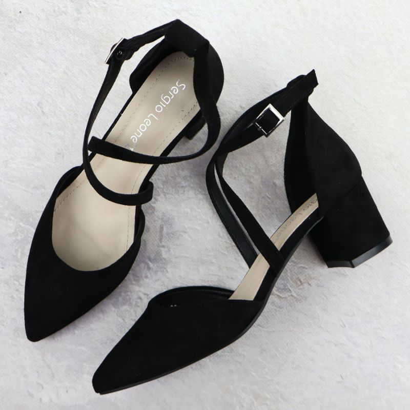 Sergio Leone SK-830 women's black block heel sandals Footwear Your Sports Performance