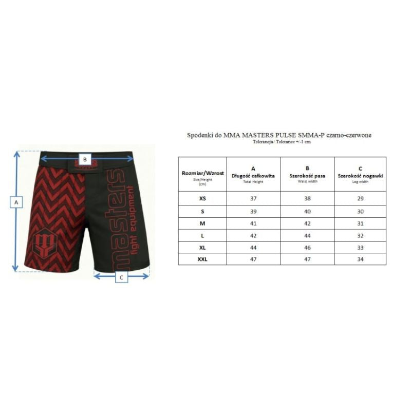 MASTERS PULSE SMMA-P MMA shorts black and red