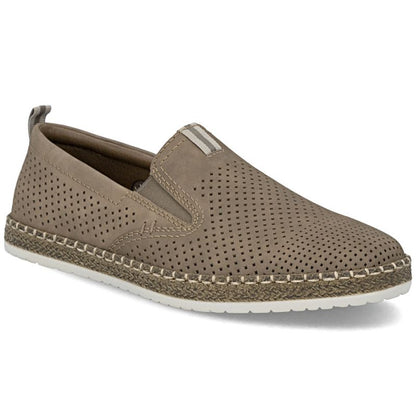 Men's brown leather moccasins, openwork, comfortable, Rieker B5286-25 Rieker