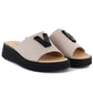 Women's beige leather wedge sandals Vinceza 66950 Vinceza