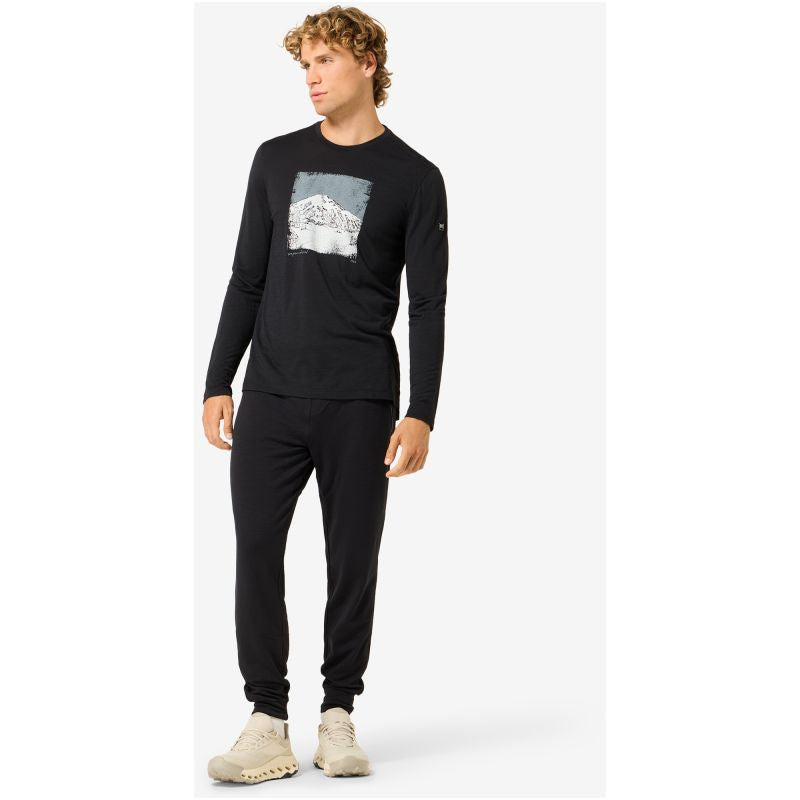 Men's long-sleeve shirt SUPER.NATURAL M LITHOGRAPHY MOUNTAIN LS black