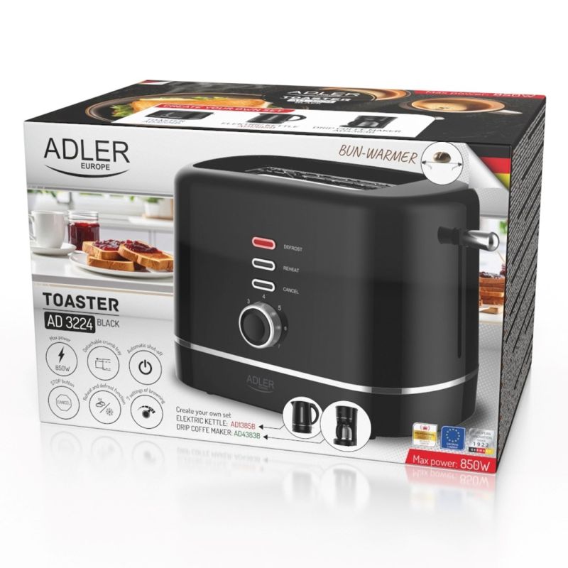 Toaster with grate ADLER AD 3224b black AGD - Produkty/Tostery Your Sports Performance