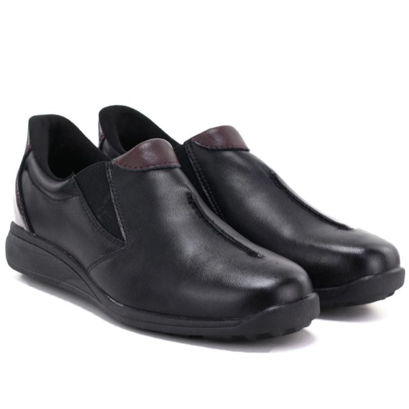 Black women's leather wedge shoes M.Daszyński SFY2647-5