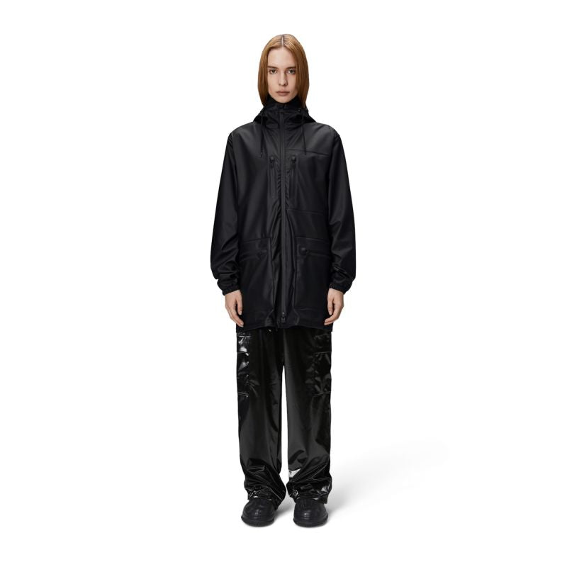 Rains CARGO LONG JACKET W3 12060 01 BLACK Clothing Your Sports Performance