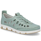 Women's leather openwork shoes green Rieker 49956-52 Rieker