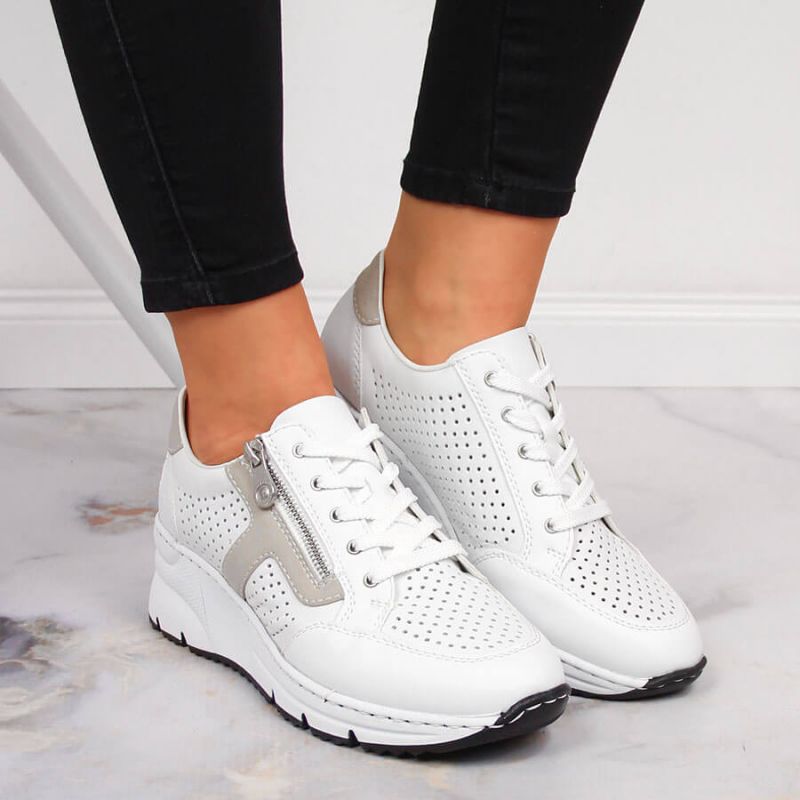 Rieker W N6304-80 white leather wedge shoes Footwear/Lifestyle/Rieker Your Sports Performance