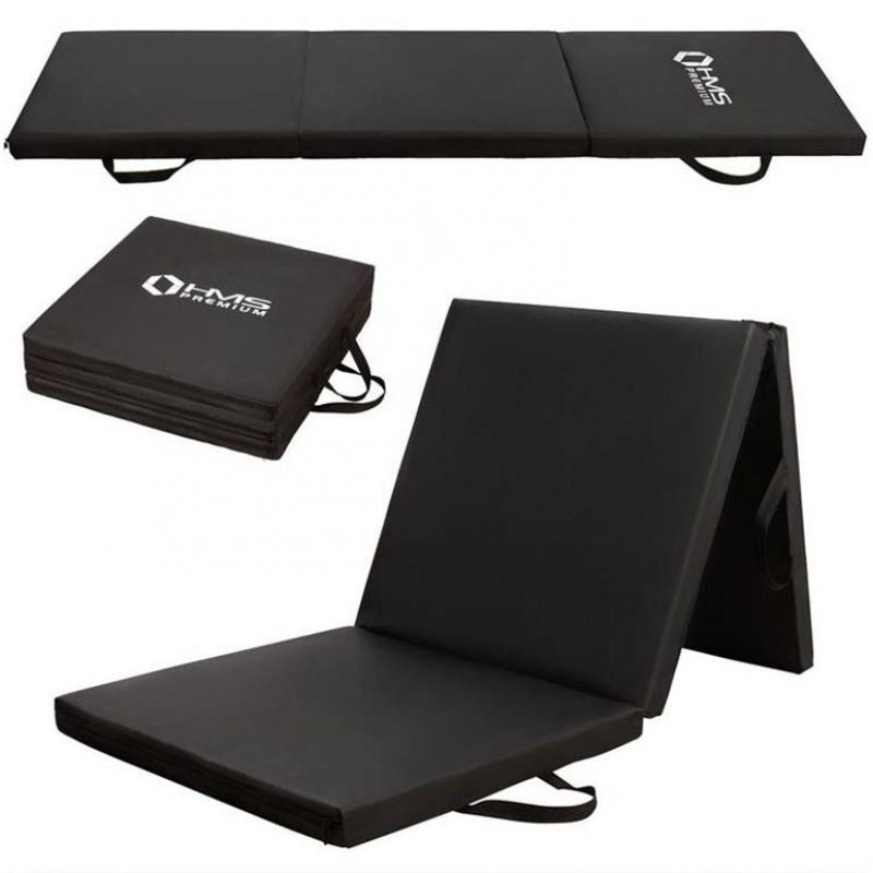 Folding gymnastics mattress black 1800x600x500mm HMS MGS02 In preparation Your Sports Performance
