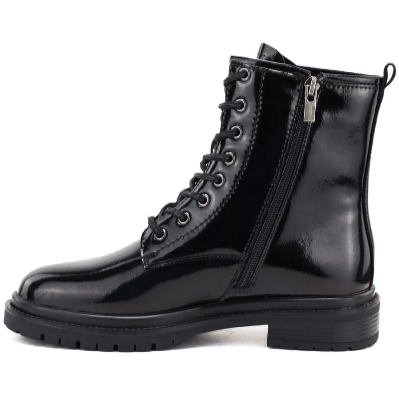 Women's leather ankle boots, patent leather, black Big Star UU274613