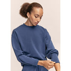 CASALL Women's Peachy Crew Neck Sweatshirt, Navy Blue