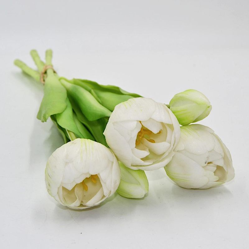 BOUQUET OF 5 WHITE PEONY TULIPS 39 CM LIFE-LIKE SPRING DECORATION Home and Garden/Equipment Your Sports Performance