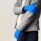 Braided telephone gloves with cutouts for fingers - blue Hurtel