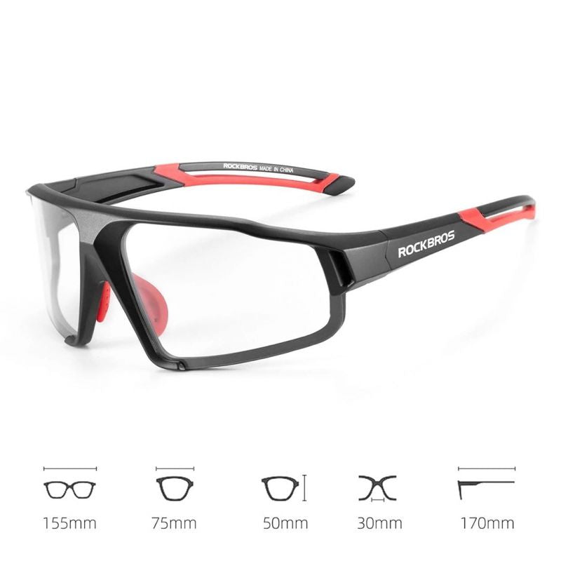 Rockbros SP216BK Photochromic UV400 Cycling Glasses - Black and Red Import z Action/Rowery i akcesoria/Okulary Your Sports Performance