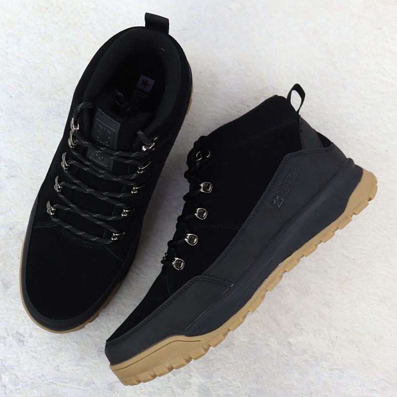 Men's leather boots, unlined, black, Big Star SS174265 Footwear Your Sports Performance