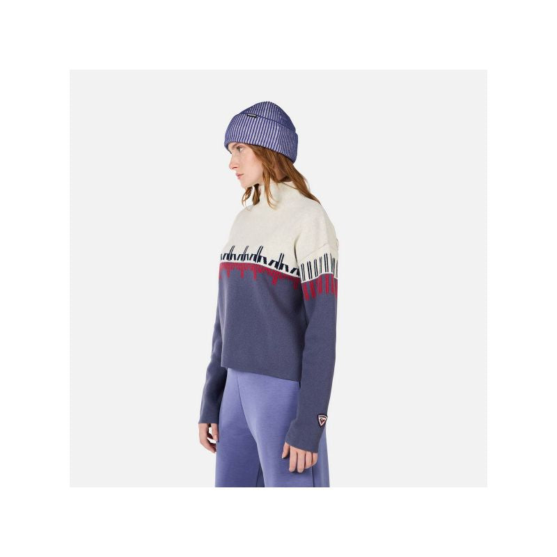ROSSIGNOL W PATTERNED TN SWEATER blue women's sweater