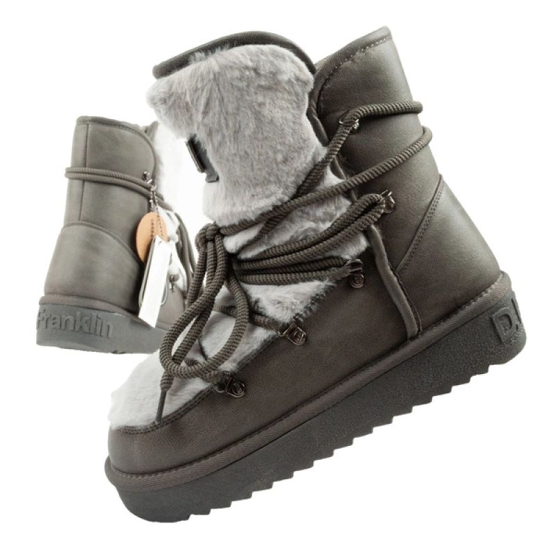 D.Franklin women's winter snow boots, fashionable fur lining, gray D.Franklin