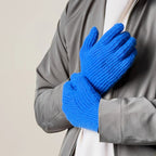 Braided telephone gloves with cutouts for fingers - blue Hurtel
