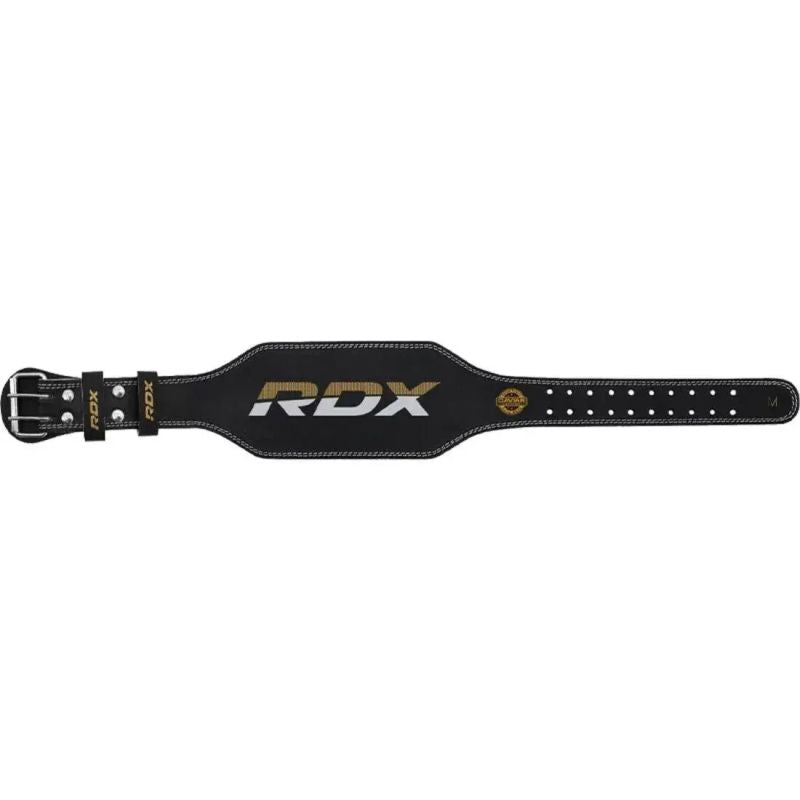 4" GOLD LEATHER BODYBUILDING BELT FOR EXERCISES - RDX S RDX - Pozostałe Your Sports Performance