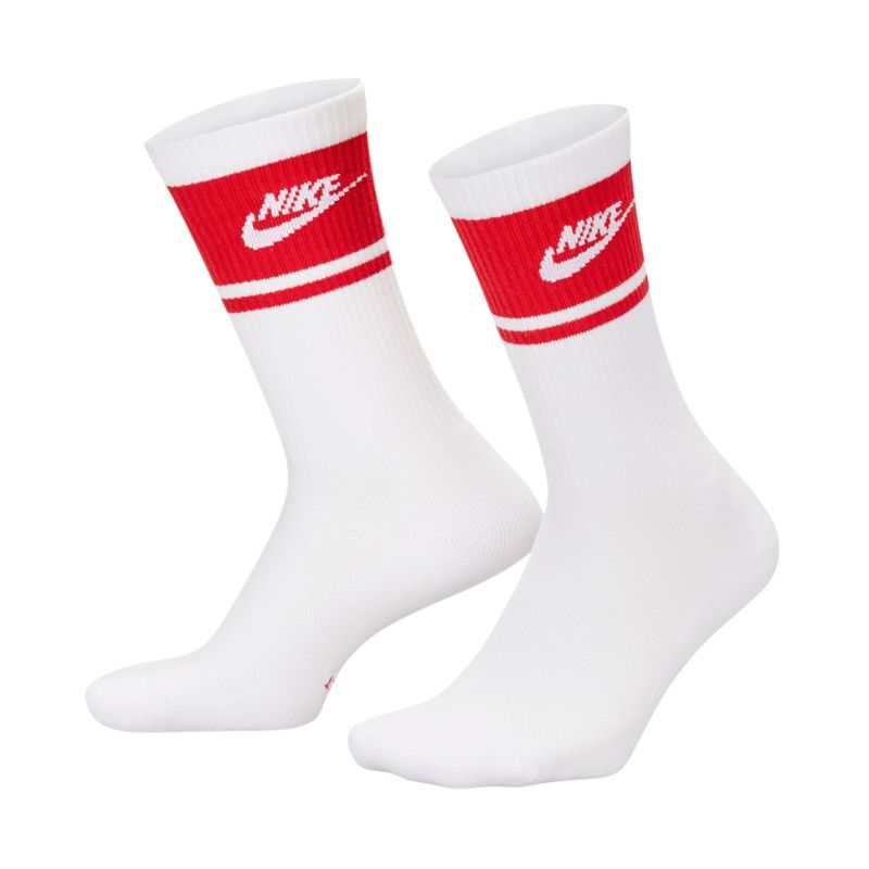 Nike Everyday Elevated Crew Socks 3 Pairs White and Red IM7949 900