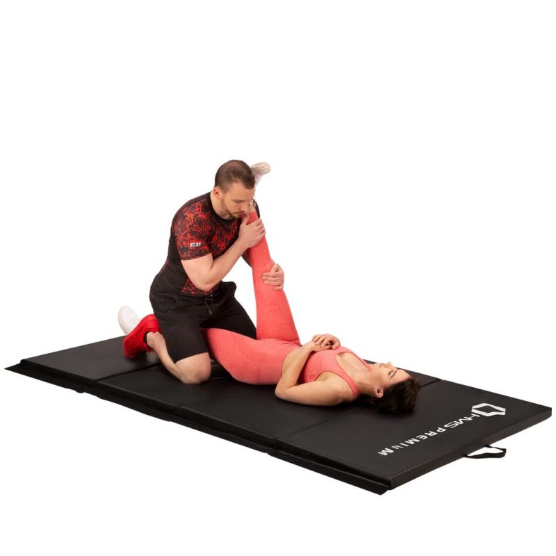 Folding gymnastics mattress black 2400x1200x50mm HMS MGS01 In preparation Your Sports Performance