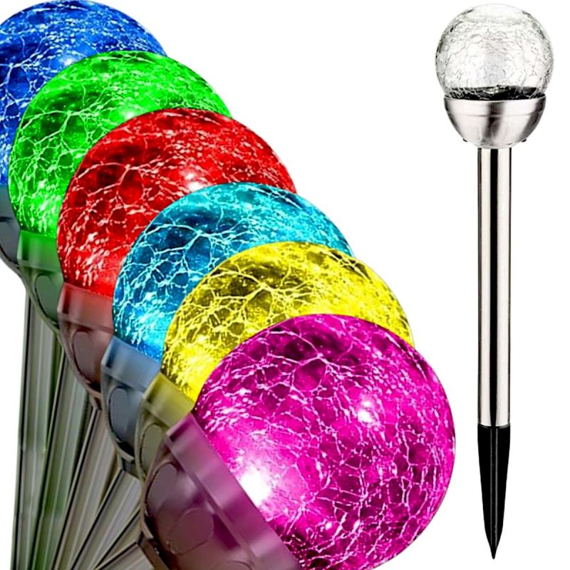 SOLAR LAMP GLASS BALL 7.5x34CM RGB Home and Garden/Lighting Your Sports Performance