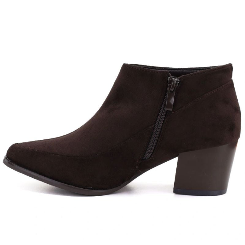 Short brown women's heeled ankle boots M.Daszyński MR2624-2