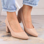 Women's nude pumps with a block heel Sergio Leone PB414 Footwear Your Sports Performance
