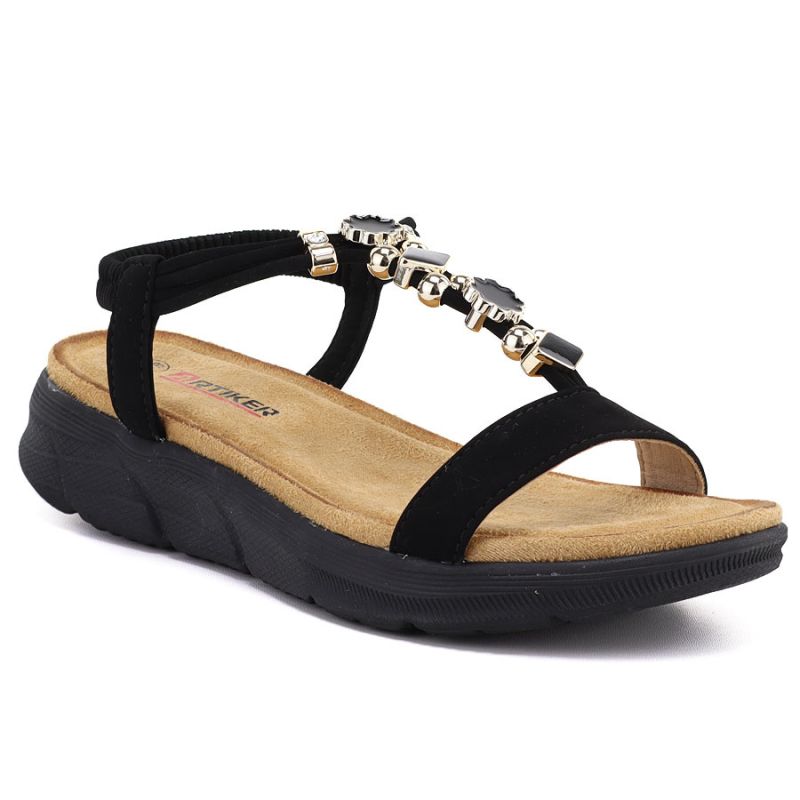 Women's black wedge sandals Artiker 58C0007 Artiker